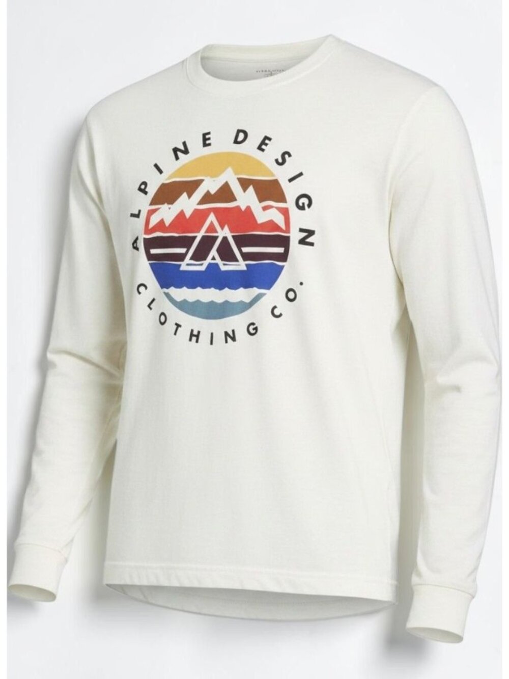Alpine Design Mens Small Long Sleeve Graphic Tee Soft White NEW Sustainable Eco